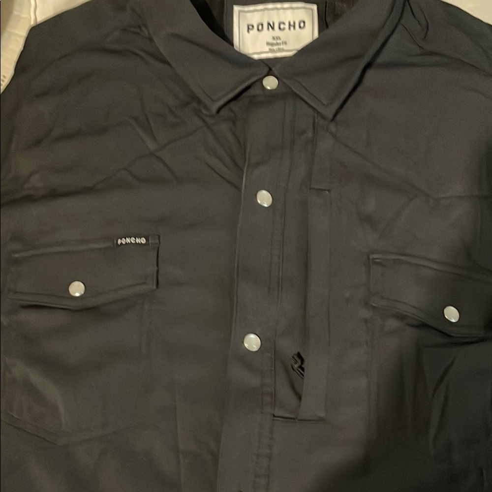 Black Casual Button Down Shirt with Modern Minimalist Design
